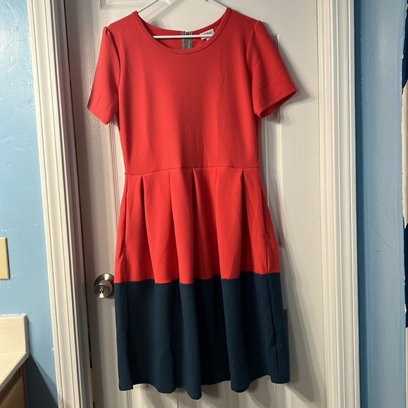 Color block dress orange/pink and blue - Picture 2 of 4